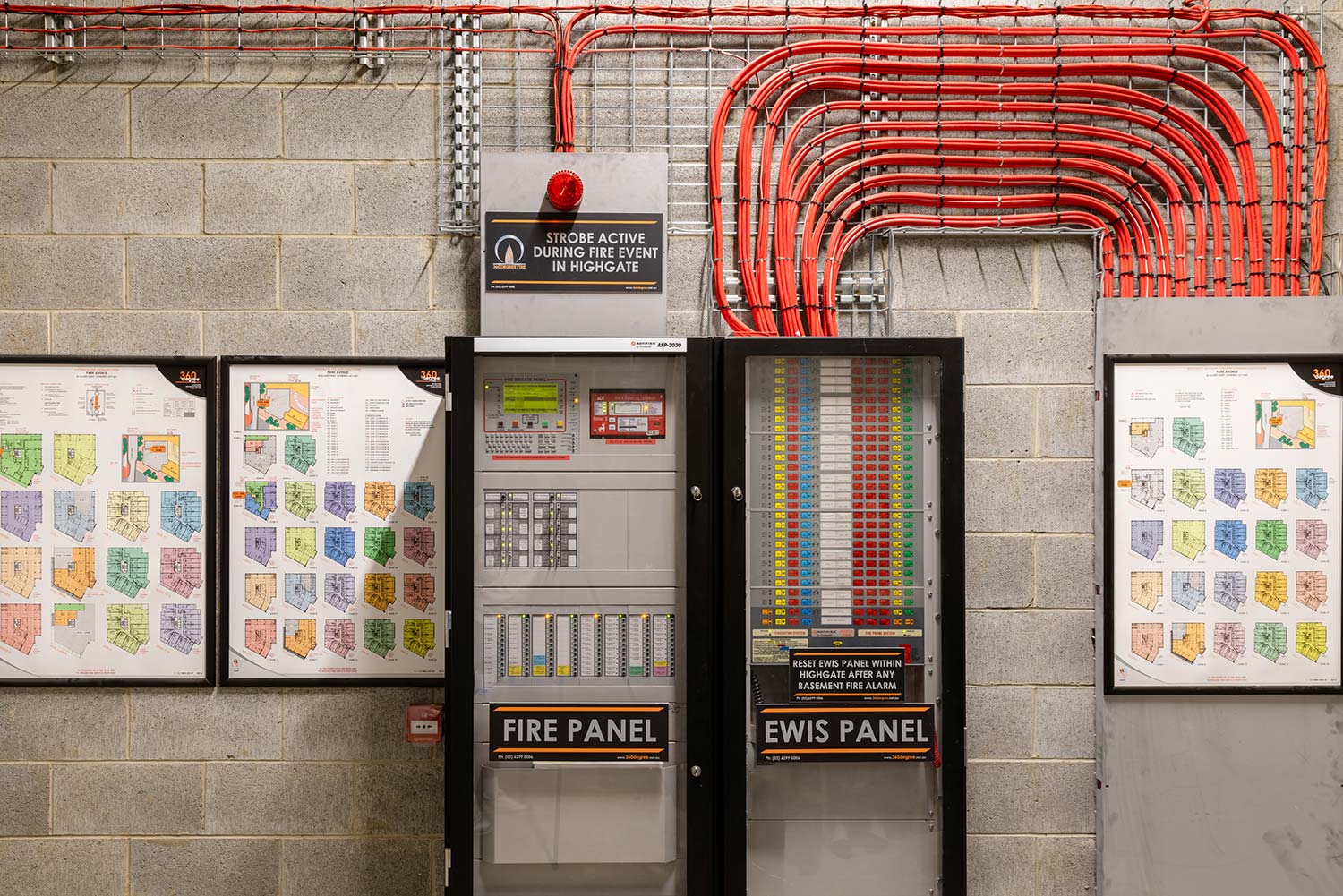 fire plan information on wall